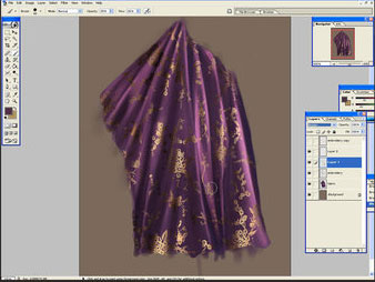 Рисование  расшитой  ткани *